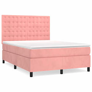 Box spring postel s matrací růžová 140x190 cm samet - obrázek 2