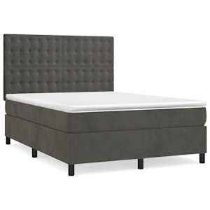 Box spring postel s matrací tmavě šedá 140x200 cm samet - obrázek 2