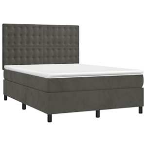 Box spring postel s matrací tmavě šedá 140x200 cm samet - obrázek 3