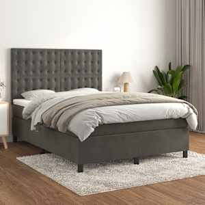 Box spring postel s matrací tmavě šedá 140x200 cm samet - obrázek 1