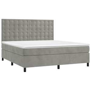 Box spring postel s matrací světle šedá 160x200 cm samet - obrázek 3