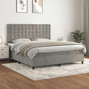 Box spring postel s matrací světle šedá 160x200 cm samet - obrázek 1
