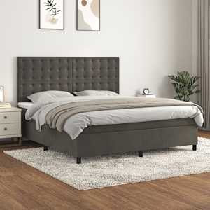 Box spring postel s matrací tmavě šedá 160x200 cm samet - obrázek 1