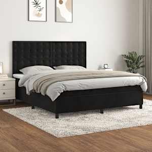 Box spring postel s matrací černá 160x200 cm samet - obrázek 1