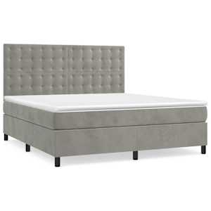 Box spring postel s matrací světle šedá 180x200 cm samet - obrázek 2