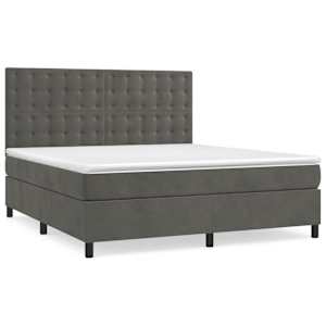Box spring postel s matrací tmavě šedá 180x200 cm samet - obrázek 2