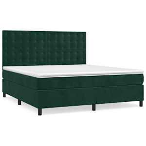 Box spring postel s matrací tmavě zelená 180x200 cm samet - obrázek 2