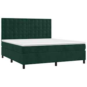 Box spring postel s matrací tmavě zelená 180x200 cm samet - obrázek 3