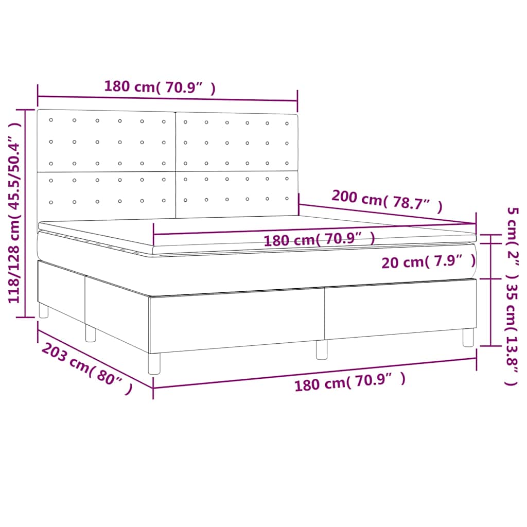 Box spring postel s matrací tmavě modrá 180x200 cm samet - obrázek 7