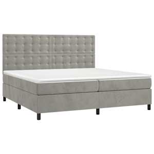 Box spring postel s matrací světle šedá 200x200 cm samet - obrázek 3