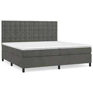 Box spring postel s matrací tmavě šedá 200x200 cm samet - obrázek 2