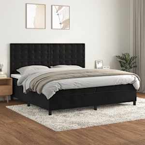 Box spring postel s matrací černá 200x200 cm samet - obrázek 1
