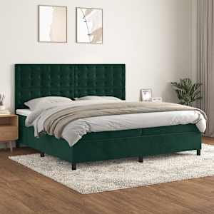 Box spring postel s matrací tmavě zelená 200x200 cm samet - obrázek 1