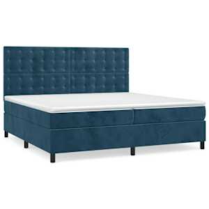 Box spring postel s matrací tmavě modrá 200x200 cm samet - obrázek 2