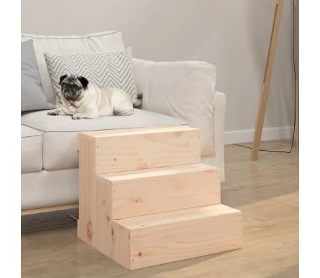 vidaXL Escalera para mascotas madera maciza de pino 40x37,5x35 cm