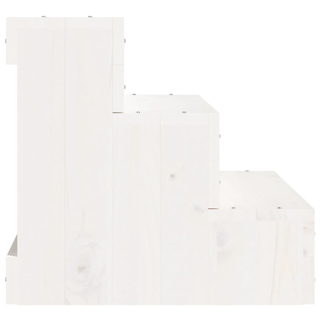 Tömör fenyőfa kisállat lépcső fehér 40 x 37,5 x 35 cm 