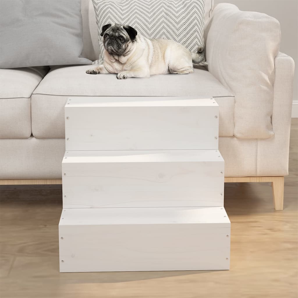 Stepenice za kućne ljubimce bijele 40×37,5×35 cm od borovine Kućni ljubimci Naručite namještaj na deko.hr