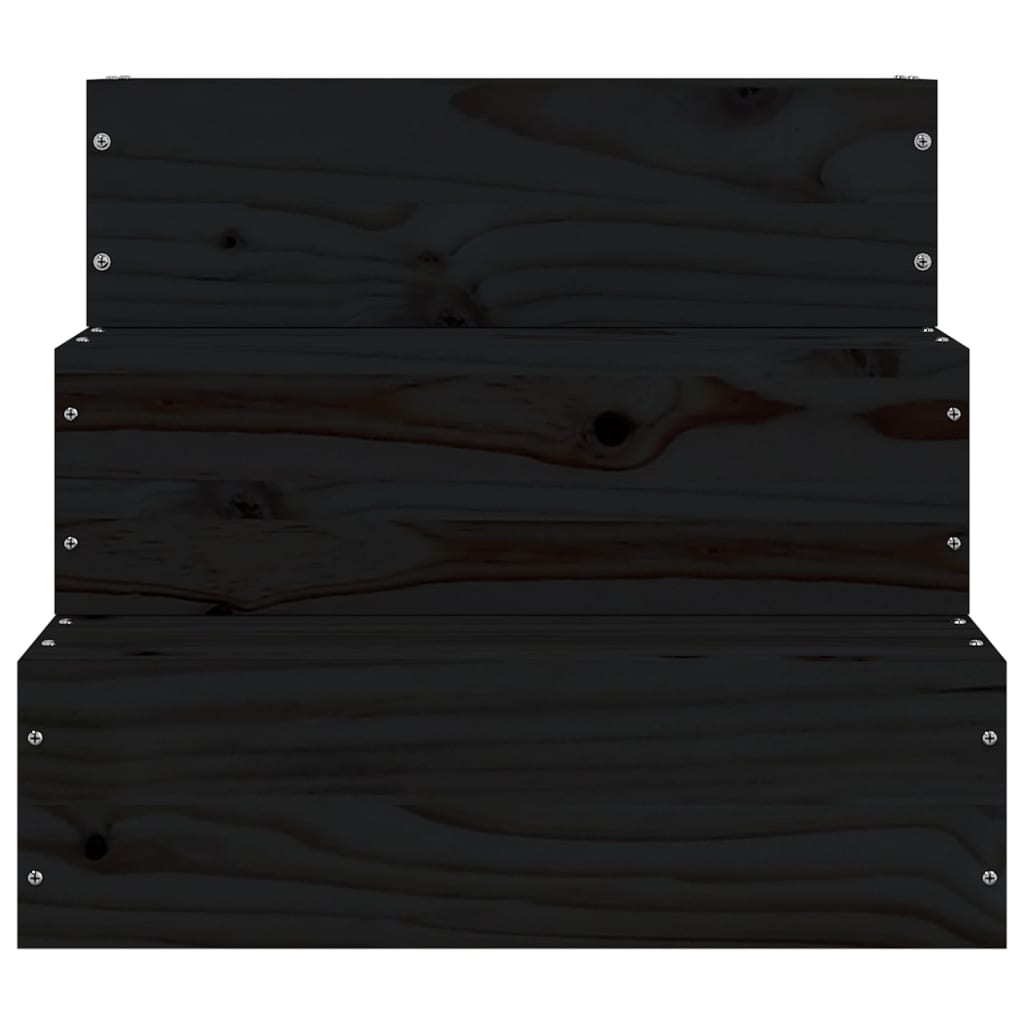 Tömör fenyőfa kisállat lépcső fekete 40 x 37,5 x 35 cm 