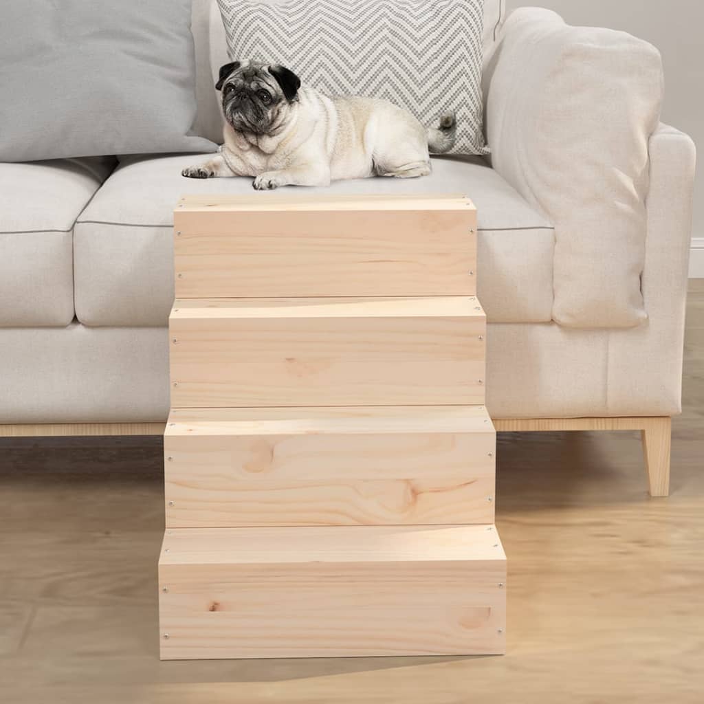 Escalier en bois de pin naturel pour chien - 40x49x47 cm