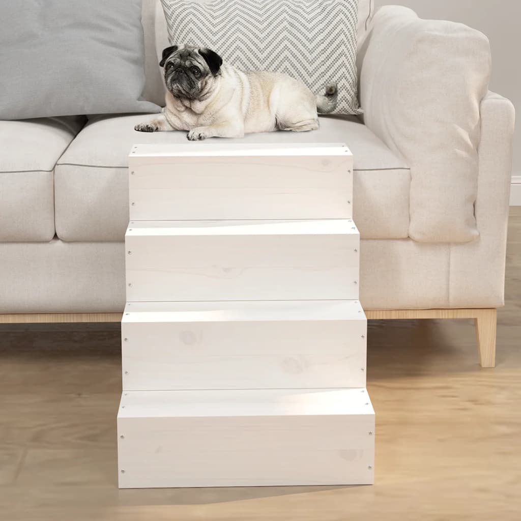 Escalier en bois de pin blanc pour chien - 40x49x47 cm