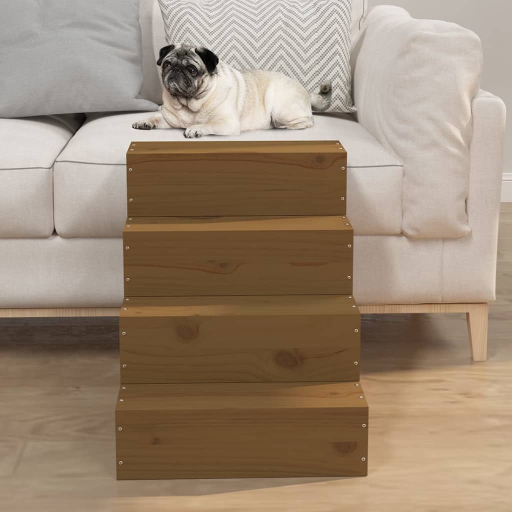 Escalier en bois de pin marron pour chien - 40x49x47 cm
