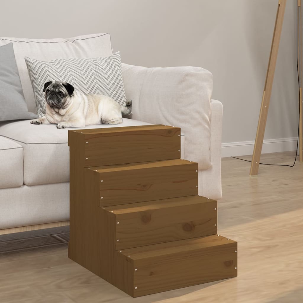 vida XL Haustiertreppe Honigbraun 40x 49x 47 cm Massivholz Kiefer
