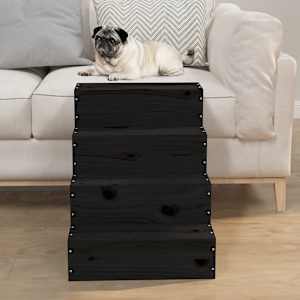 vidaXL Scară animale de companie, negru, 40x49x47 cm, lemn masiv pin