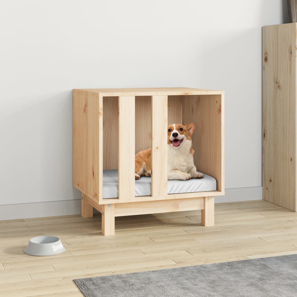 Niche d'intérieur en bois naturel pour petit chien - 50x40x52 cm