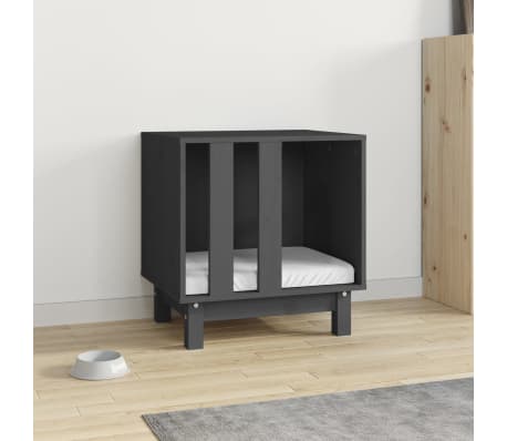 vidaXL Casă pentru c&acirc;ini, gri, 50x40x52 cm, lemn masiv de pin