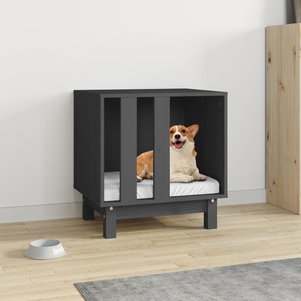 Niche d'intérieur en bois gris pour petit chien - 50x40x52 cm