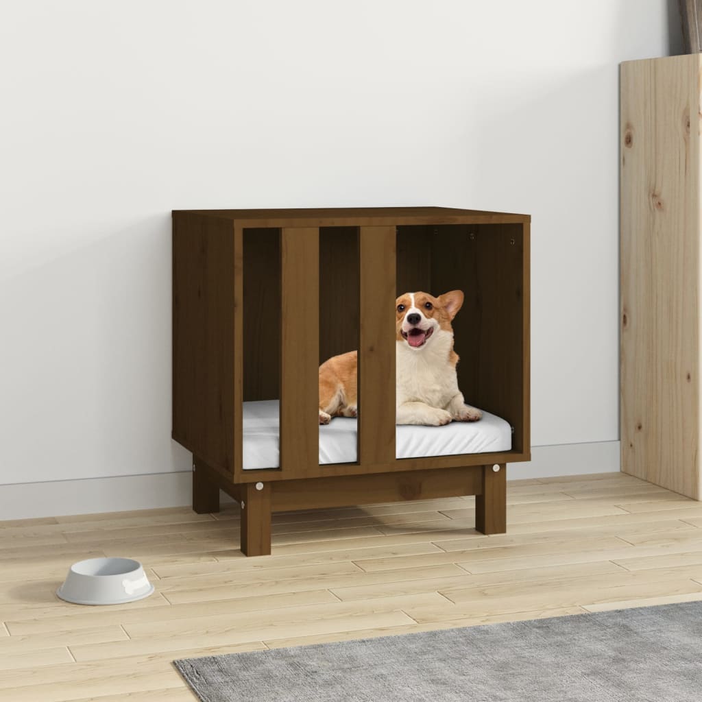 Niche d'intérieur en bois marron pour petit chien - 50x40x52 cm