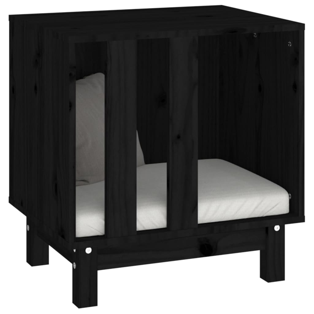 Niche d'intérieur en bois noir pour petit chien - 50x40x52 cm
