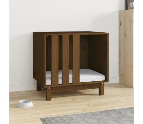 vidaXL Dog House Honey brown Solid pinewood 23.6 x 17.7 x 22.4 in