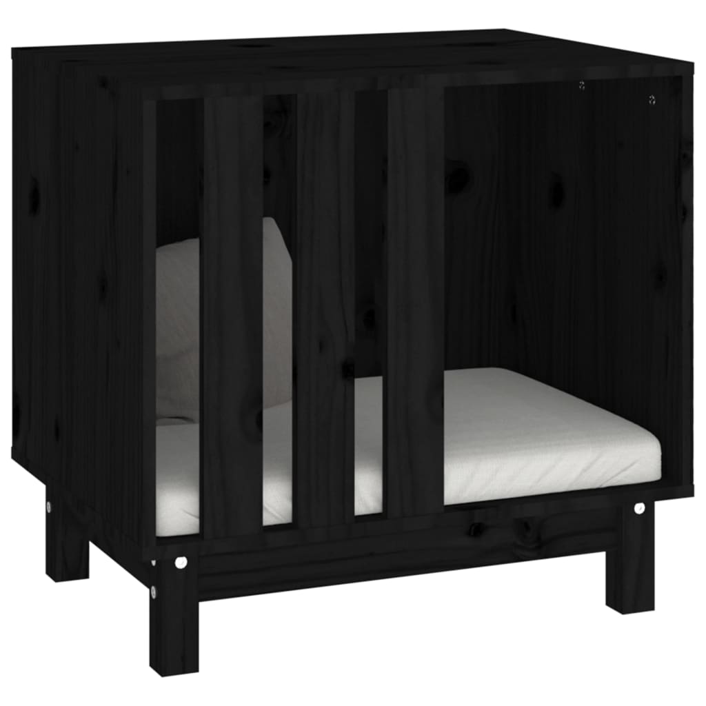 Niche d'intérieur en bois noir pour chien - 60x45x57 cm