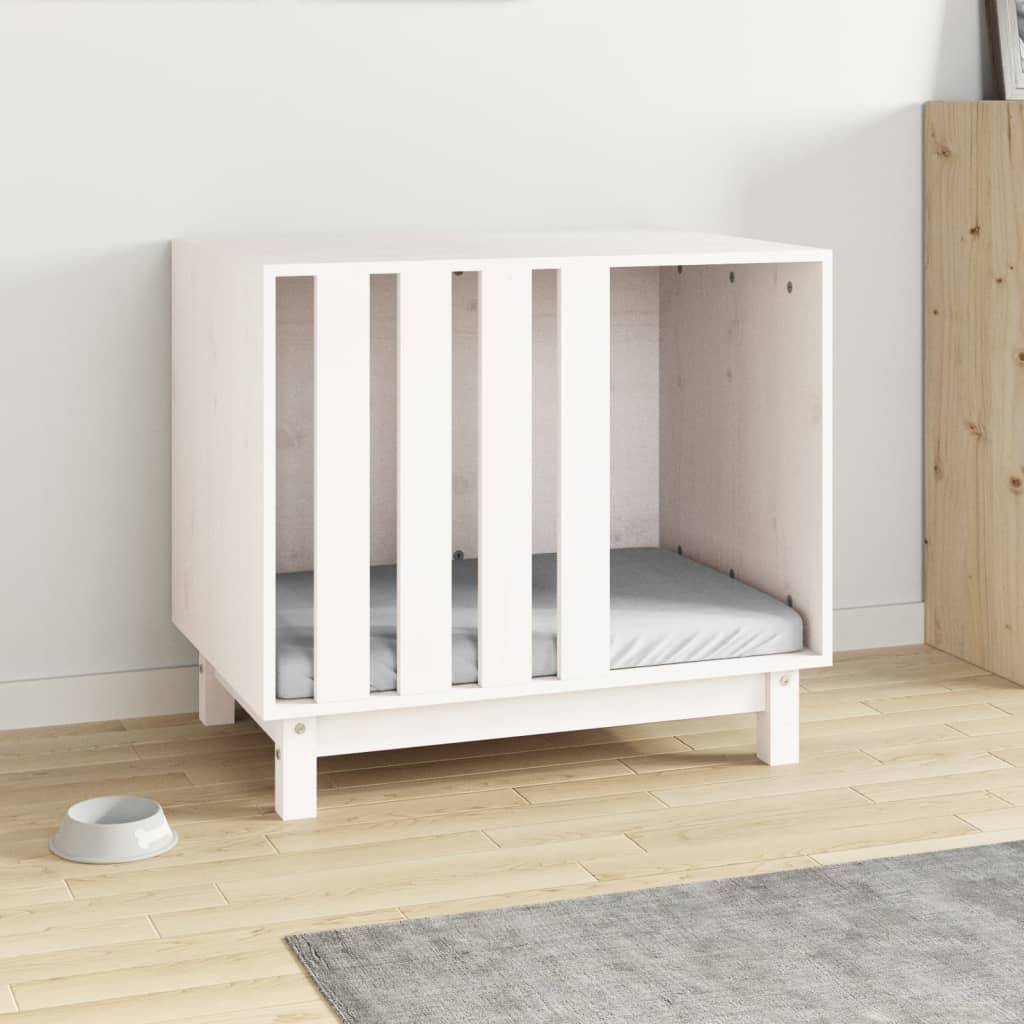 vidaXL Hondenhok 70x50x62 cm massief grenenhout wit afbeelding