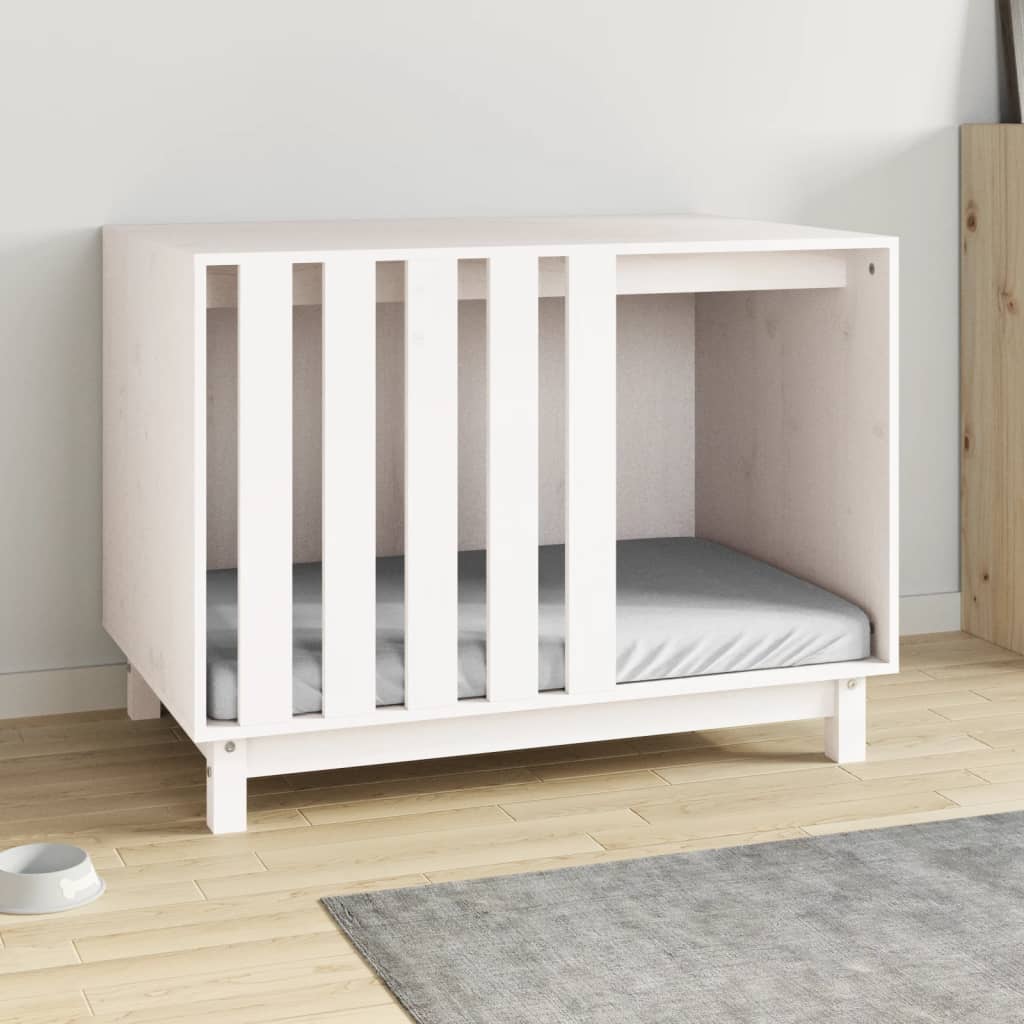 vidaXL Hondenhok 90x60x67 cm massief grenenhout wit afbeelding