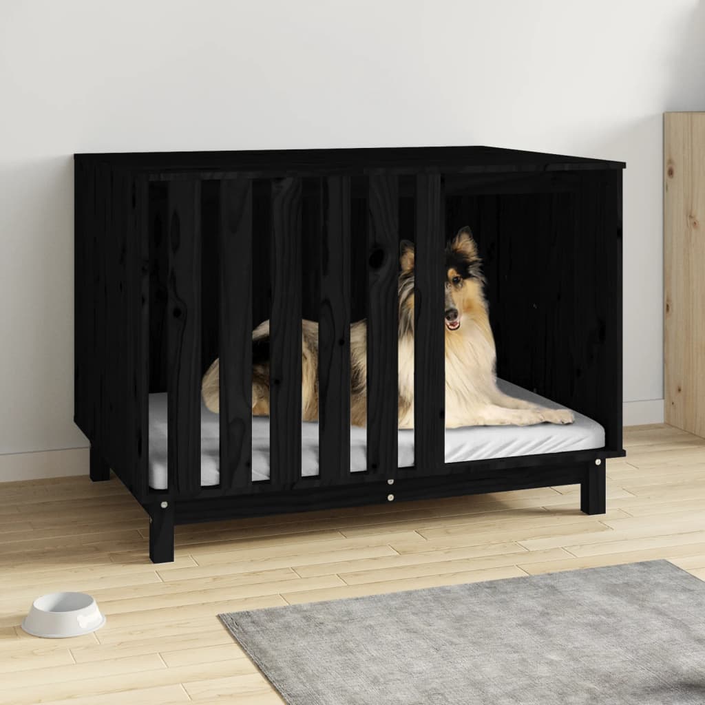 vidaXL Casă pentru câini, negru, 100x70x72 cm, lemn masiv de pin