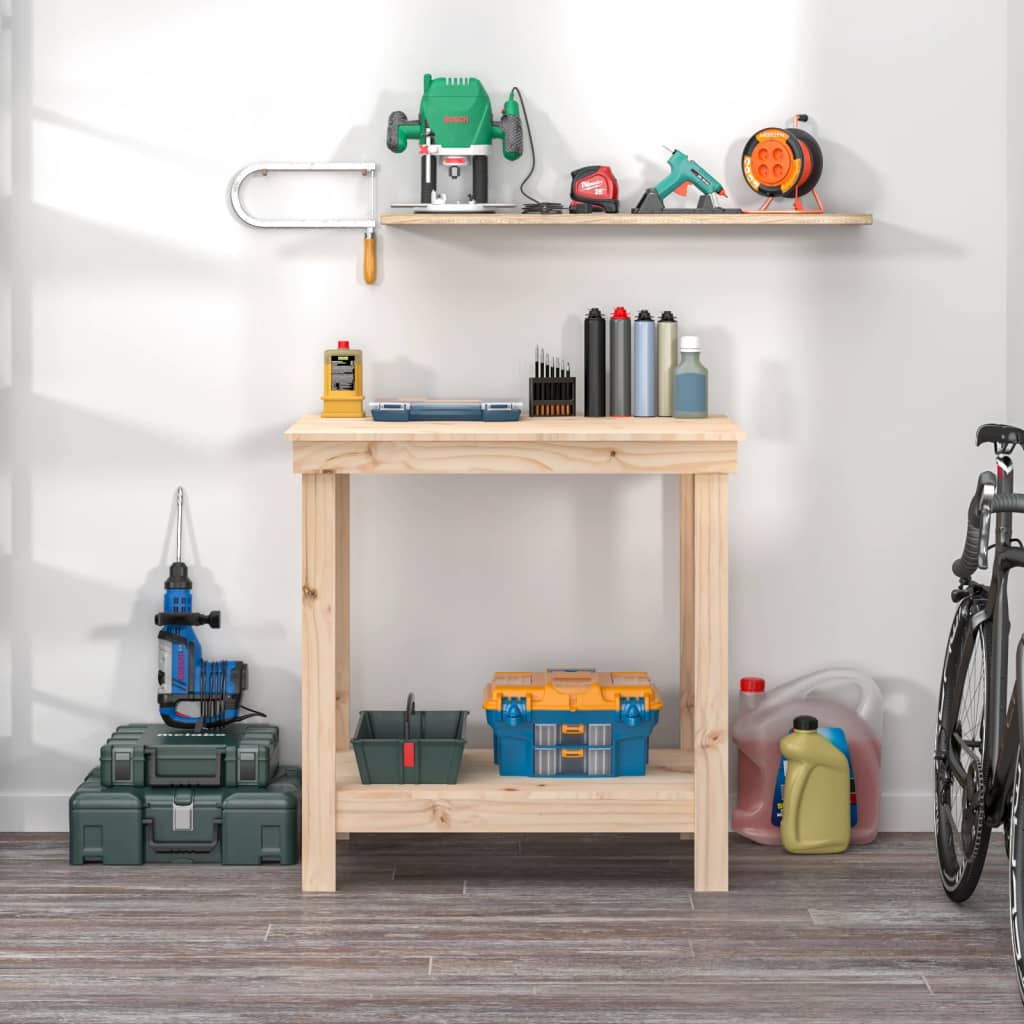 vidaXL Werkbank 80x50x80 cm massief grenenhout afbeelding