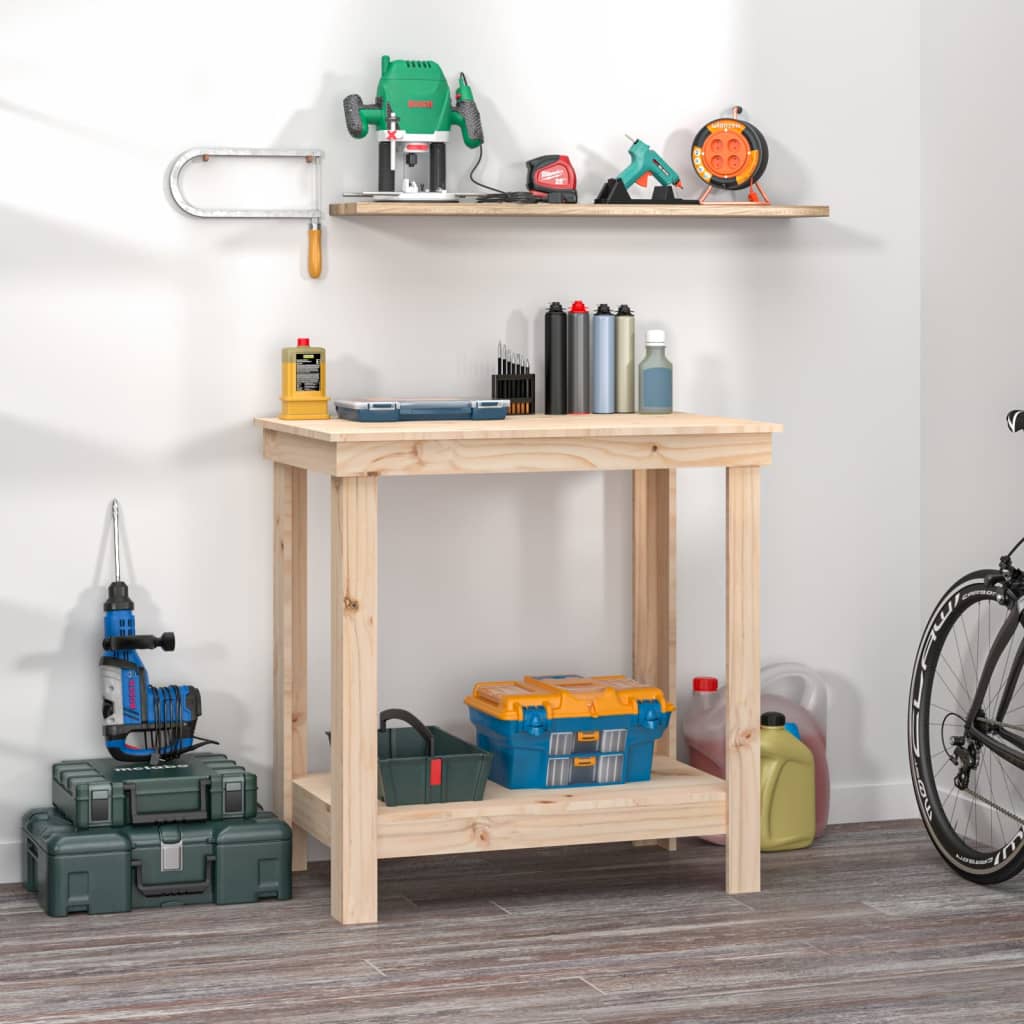 vida XL Werkbank 80x 50x 80 cm Massivholz Kiefer