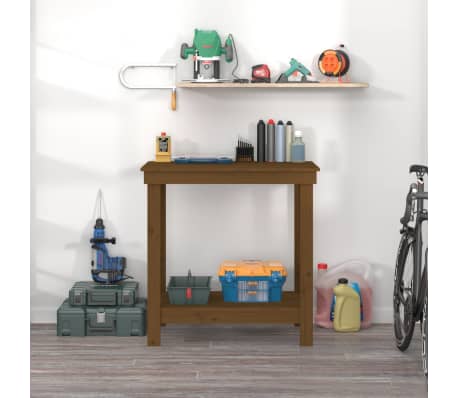vidaXL Werkbank Honigbraun 80x50x80 cm Massivholz Kiefer