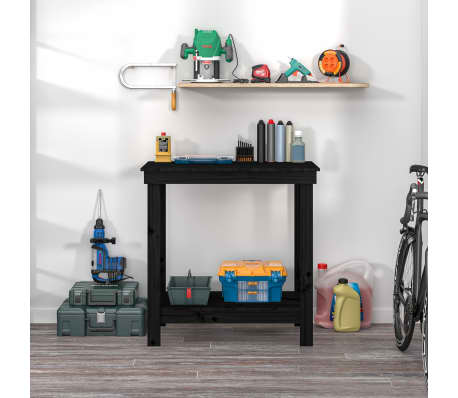 vidaXL Werkbank Schwarz 80x50x80 cm Massivholz Kiefer