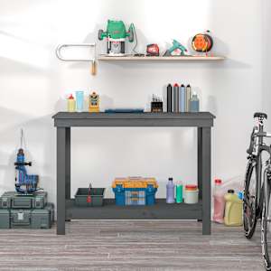 vidaXL Work Bench Grey 110x50x80 cm Solid Wood Pine