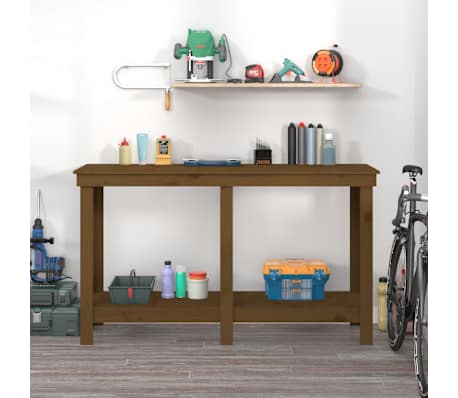 vidaXL Werkbank Honigbraun 140x50x80 cm Massivholz Kiefer