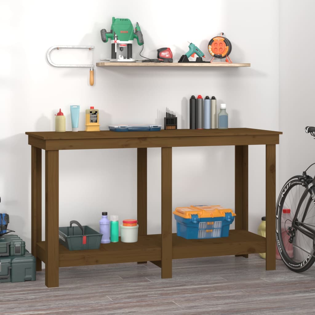 vida XL Werkbank Honigbraun 140x 50x 80 cm Massivholz Kiefer