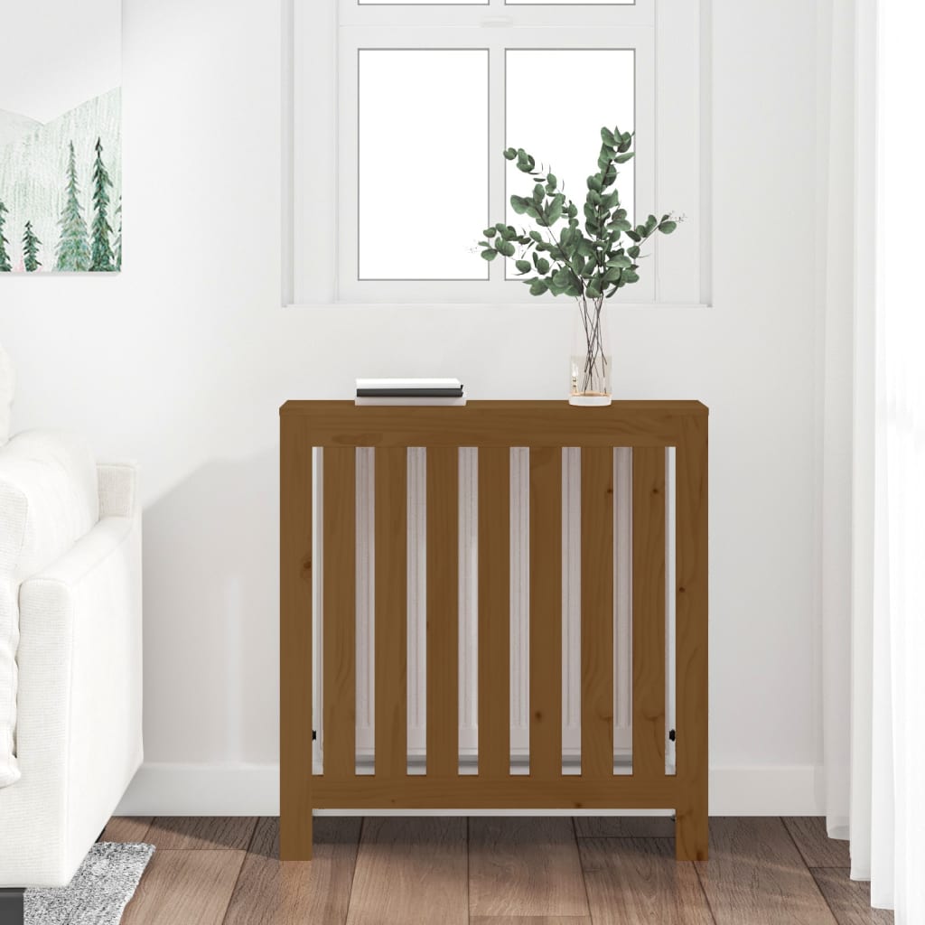 vidaXL Radiator Cover Honey Brown 79.5x19x84 cm Solid Wood Pine