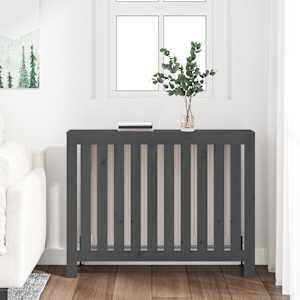 vidaXL Radiatoriaus uždangalas, pilkas, 108,5x19x84cm, pu&scaron;ies masyvas