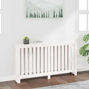 Pokrov za radiator bela 153x19x84 cm trdna borovina