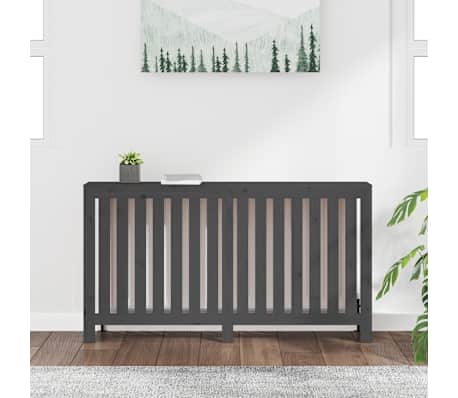 vidaXL Radiatoriaus uždangalas, pilkas, 153x19x84cm, pu&scaron;ies masyvas