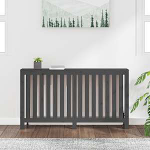 vidaXL Radiatoriaus uždangalas, pilkas, 153x19x84cm, pu&scaron;ies masyvas