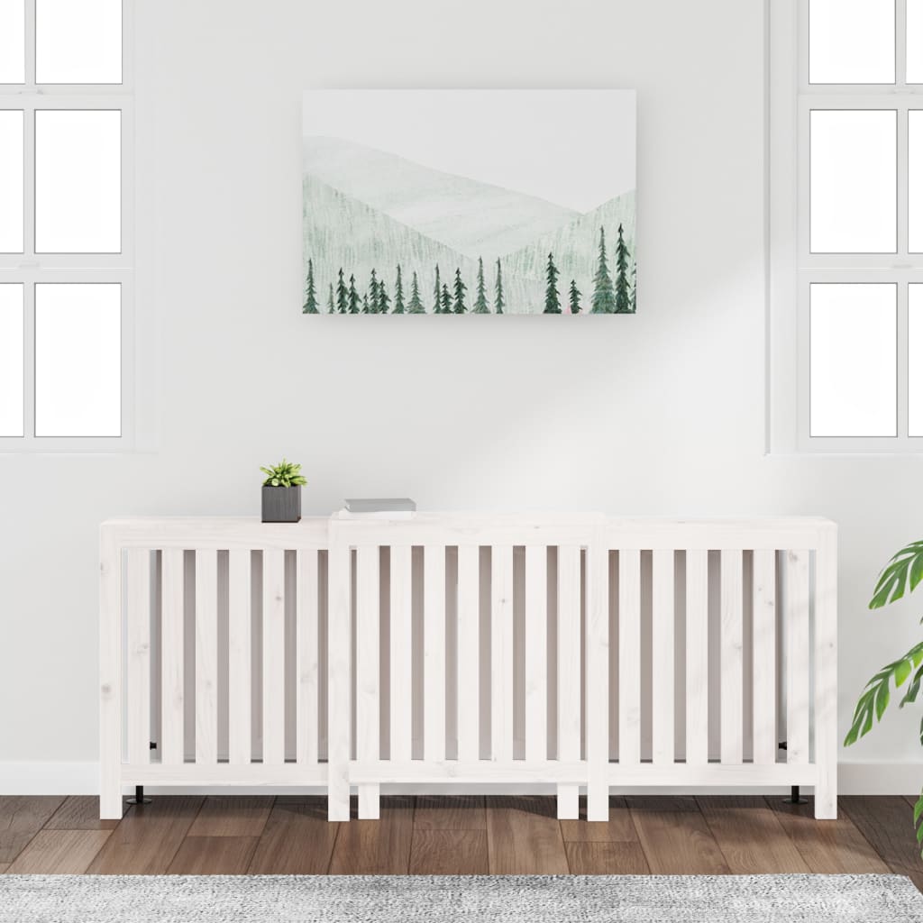 vidaXL Mască pentru calorifer, alb, 210x21x85 cm, lemn masiv de pin